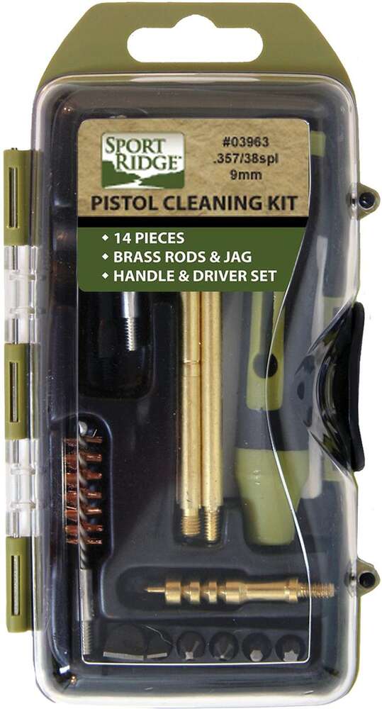 Cleaning Equipment Sport Ridge Ready Series TacShield 38/357/9mm 14pc Pistol Cleaning Kit Coyote • Model: Ready Series